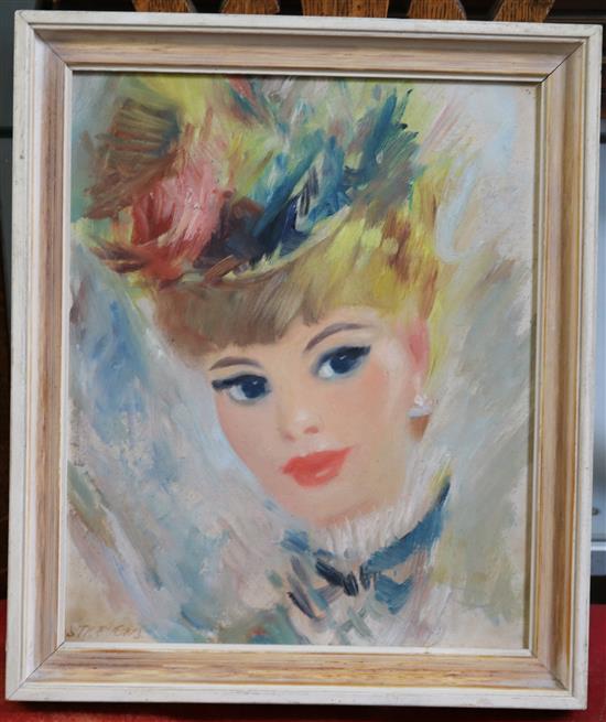 John Strevens (1902-1990) Portrait of a young lady 11 x 9in.